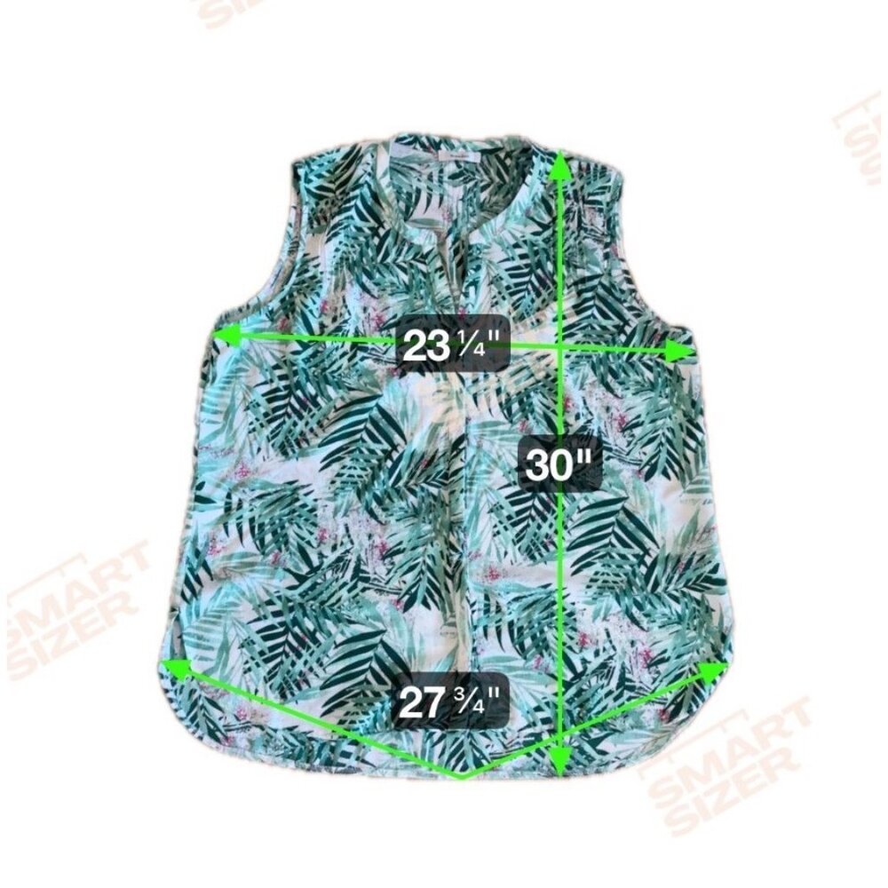 Mandee Sleeveless Blouse Women’s 1XL Tropical Leaf Print Green Resort Summer Top - Picture 11 of 11